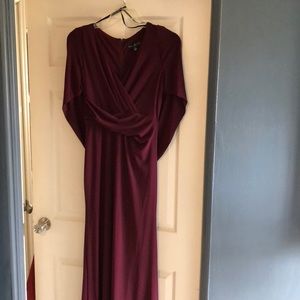 Betsy and Adam Draped Back Gown Size 8 Color Wine